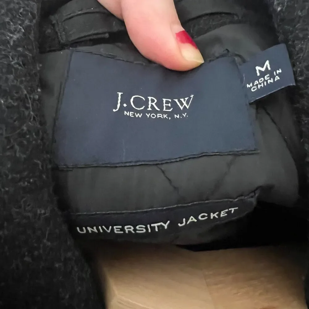 J. Crew 100% Wool Men's University Jacket Charcoal Dark Gray Overcoat Size M